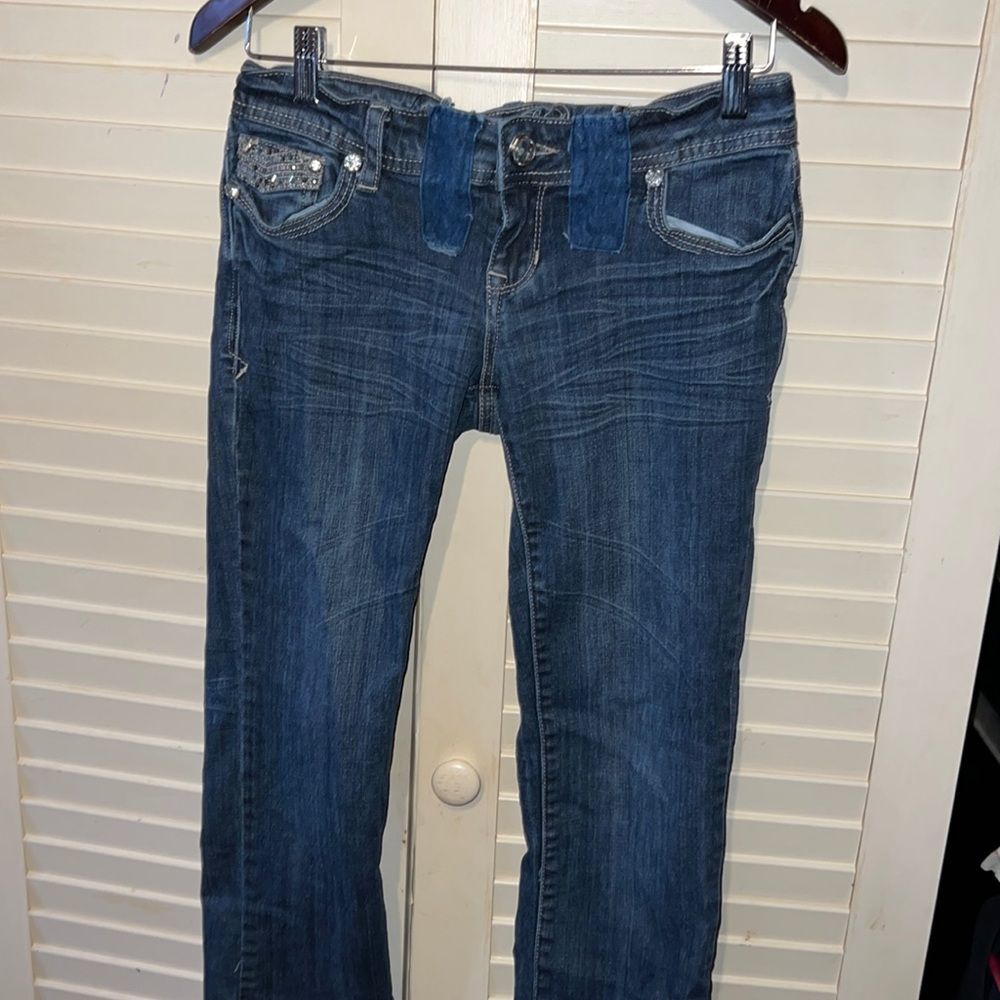 Grace In La Stretch Denim Embellished Capris Size 3